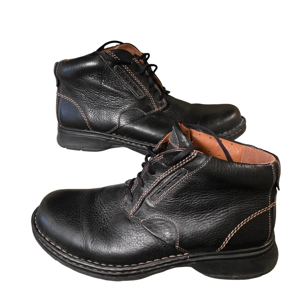 Clarks Unstructured Un.Sheridan Mens Black Leather Ankle Boots 11 M 261168753110